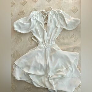 White Altar’d State Mini Romper. Criss Cross Tie back only at the top